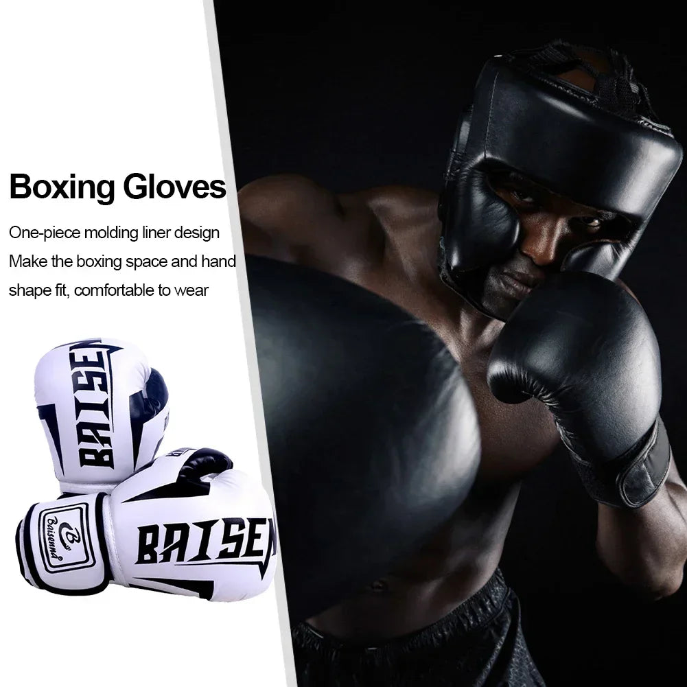 1Pair Professional Boxing Gloves PU Leather Martial Arts Training Gloves for Adult & Kids Mitts Muay Thai Kickboxing Equipment